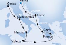 Divina, Italy, Malta, Greece, Montenegro ex Genoa to Venice