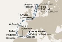 Ryndam, European Splendour & Norse Legends ex Barcelona to Dover