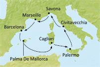 Pacifica, Italy, France, Spain & Balearic Islands ex Savona Return